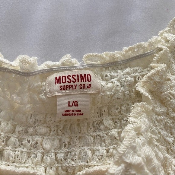 Mossimo Ivory Cream Lace Crop Lined Floral Glam Sexy Top Size L - Picture 8 of 10